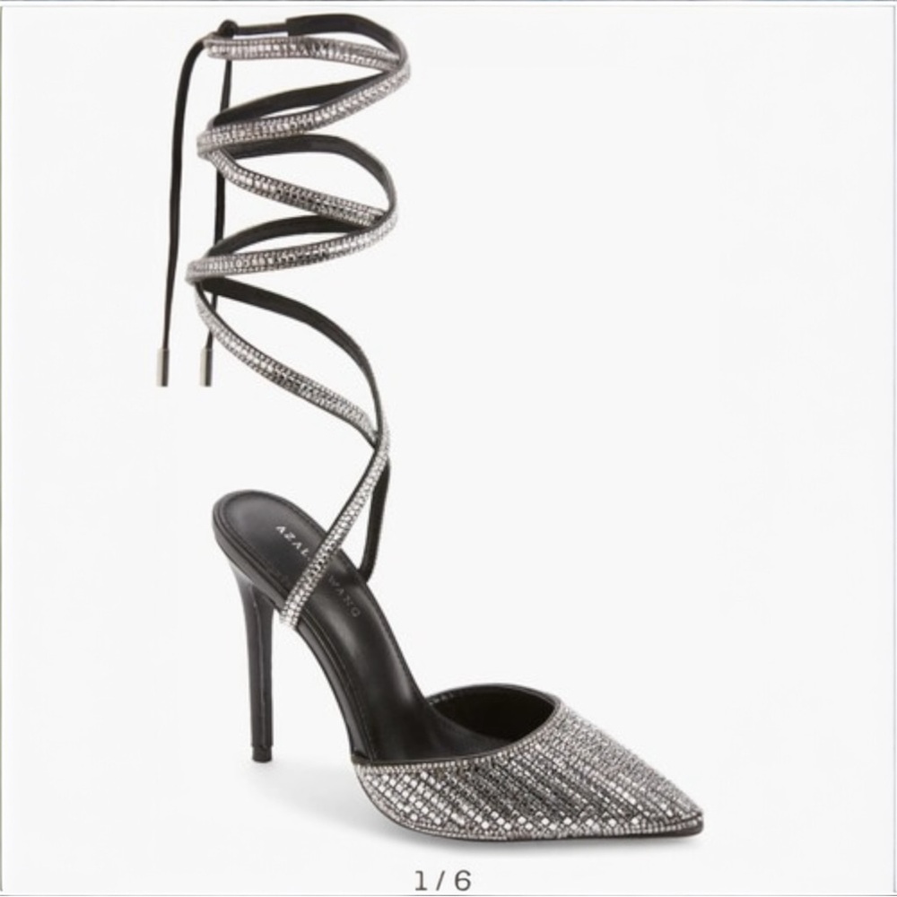 Azalea Wang Elegant Silver Strappy Heels